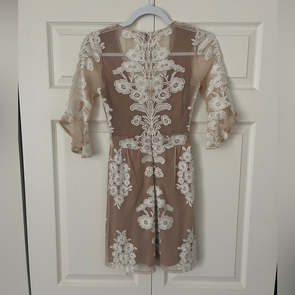Floral Lace-Overlay Mini Dress in Blush - Picture 12 of 15